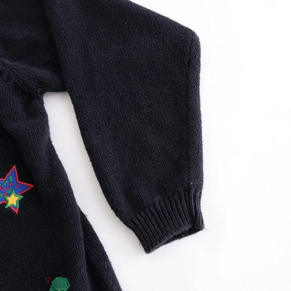 Vintage The Quacker Factory Black Embroidered Angels Cardigan Knit  Sweater M - Picture 5 of 12